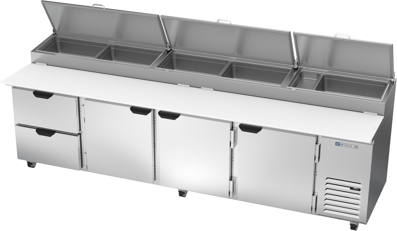 DPD119HC-2 | 119" Two Drawer Three Door Pizza Prep Table