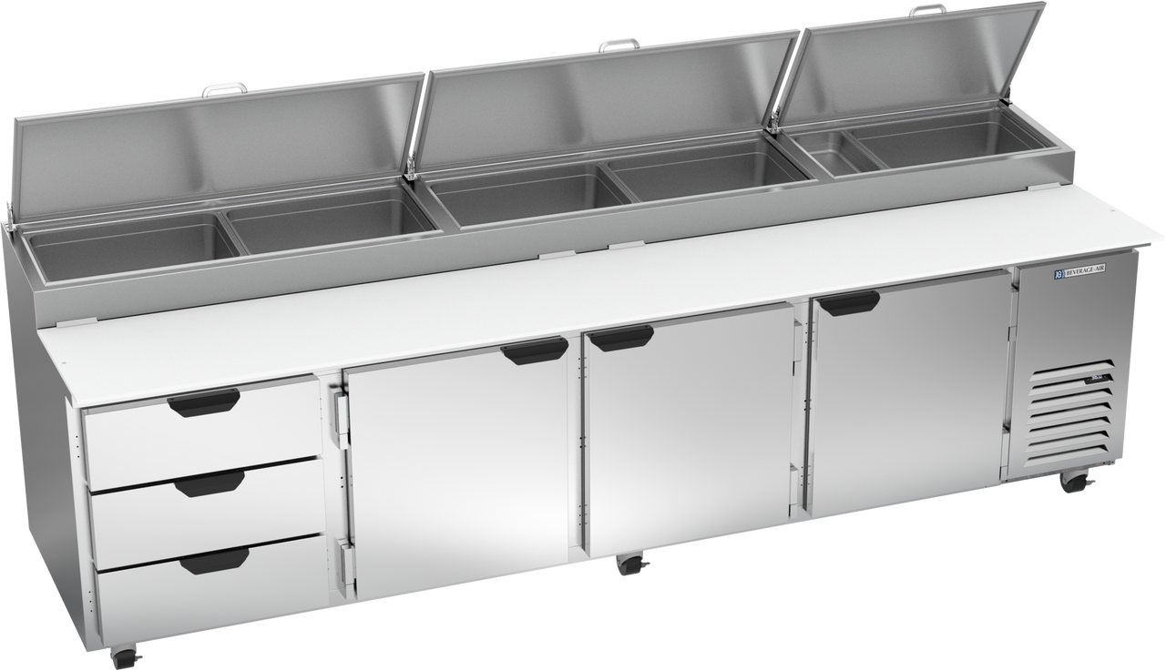 DPD119HC-3 | 119" Three Drawer Three Door Pizza Prep Table