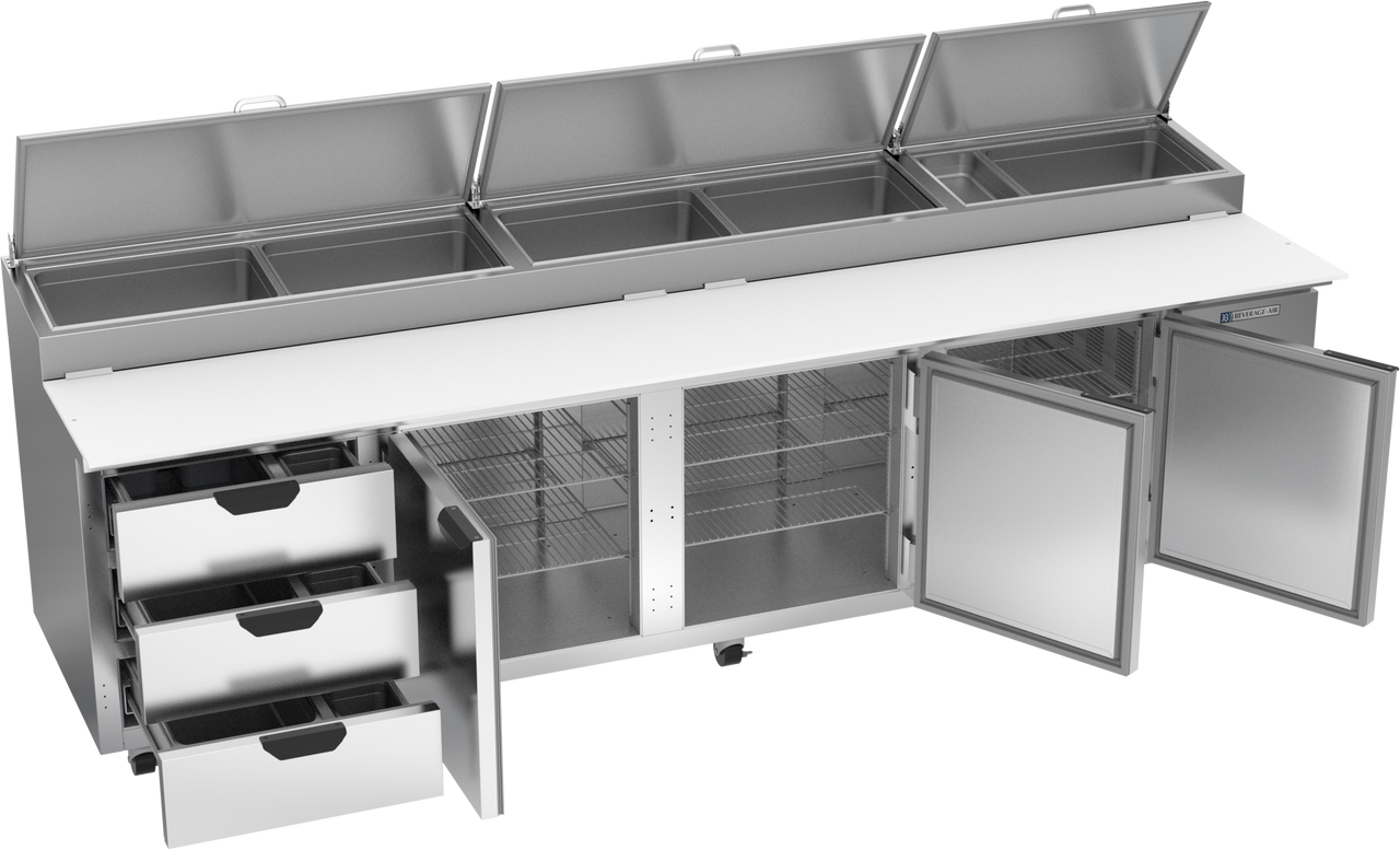 DPD119HC-3 | 119" Three Drawer Three Door Pizza Prep Table