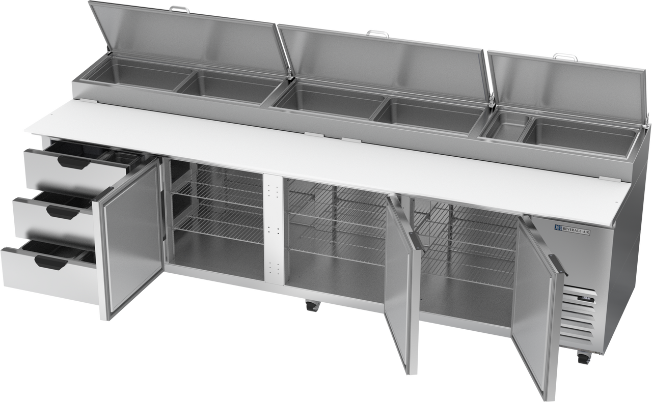 DPD119HC-3 | 119" Three Drawer Three Door Pizza Prep Table