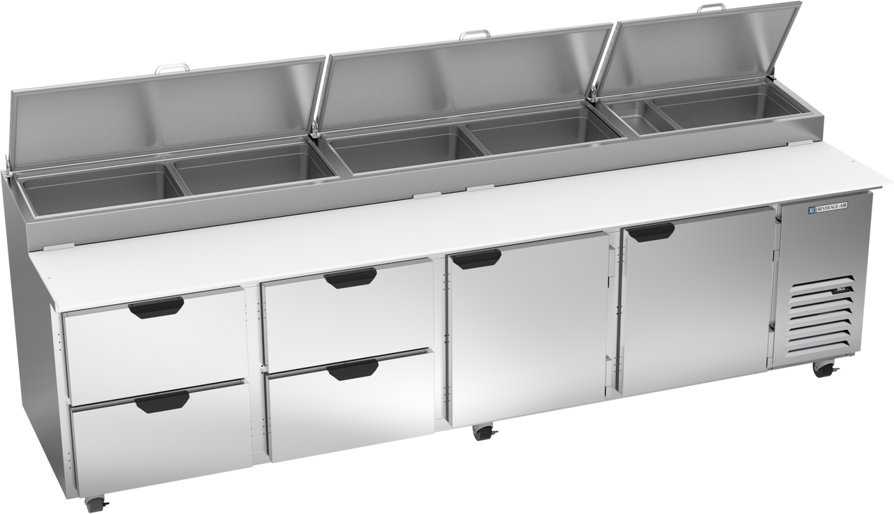 DPD119HC-4 | 119" Four Drawer Two Door Pizza Prep Table