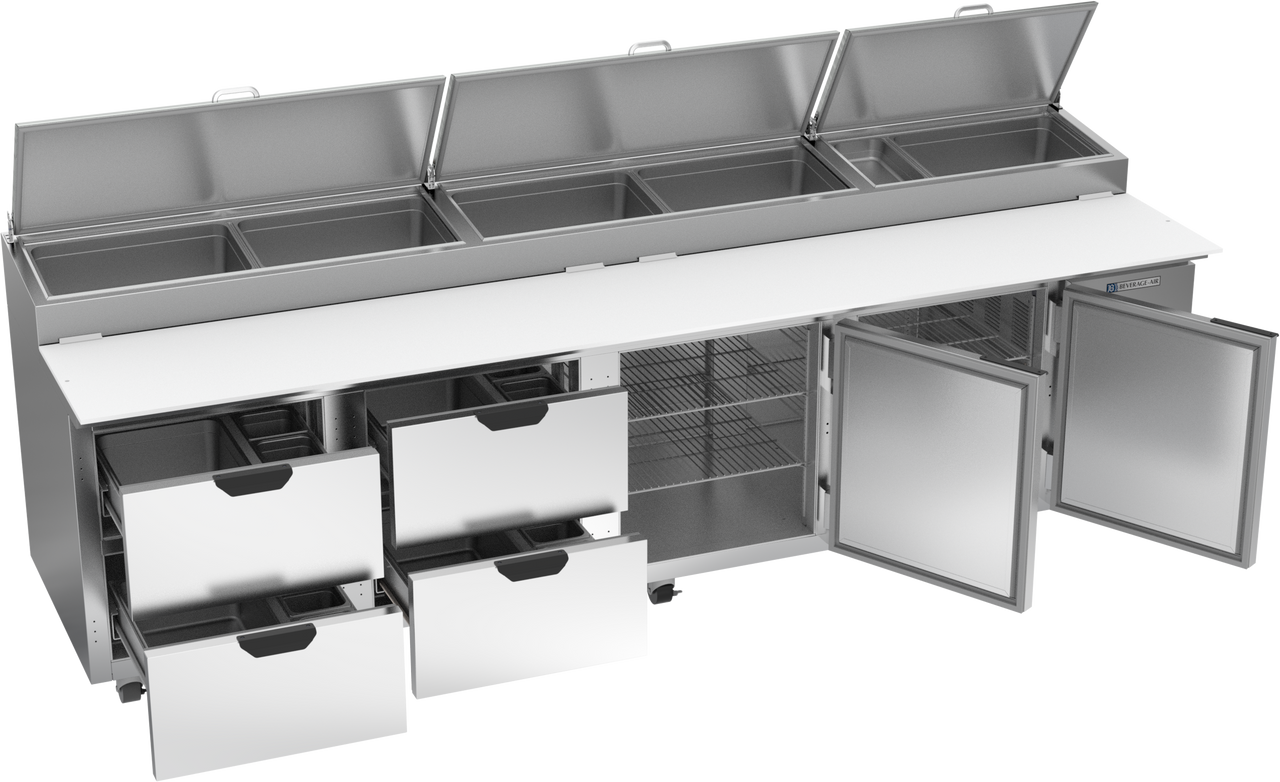 DPD119HC-4 | 119" Four Drawer Two Door Pizza Prep Table