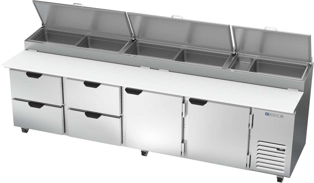 DPD119HC-4 | 119" Four Drawer Two Door Pizza Prep Table