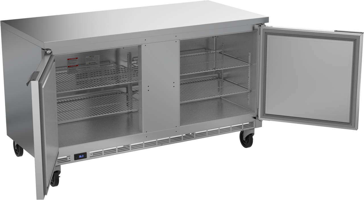 WTR60AHC-FLT | 60" Worktop Two Door Refrigerator with Flat Top