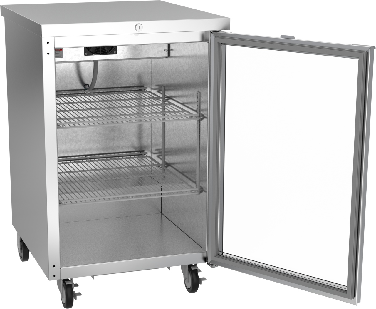 BB24HC-1-FG-S | 24" Glass Door Food Rated Back Bar in Stainless Steel