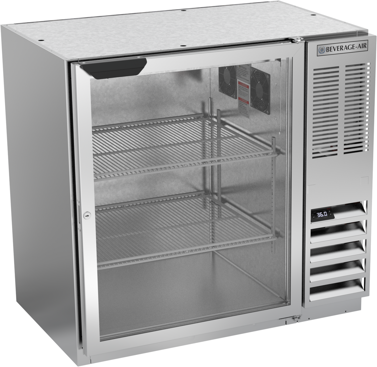 BB36HC-1-FG-S | 36" Glass Door Food Rated Back Bar in Stainless Steel