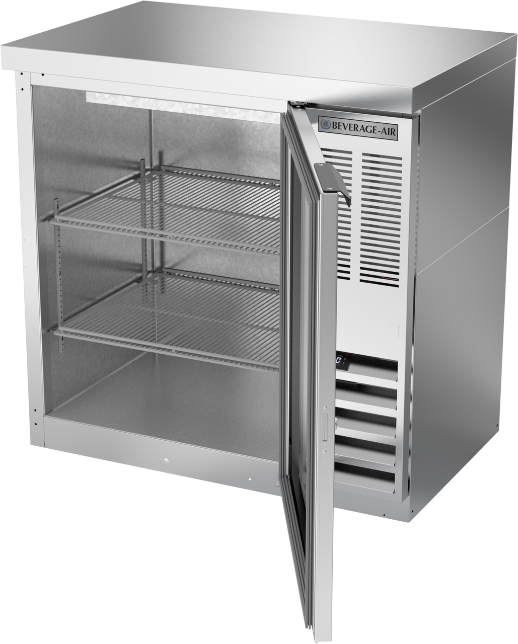 BB36HC-1-FG-S-27 | 36" Glass Door Food Rated Back Bar in Stainless Steel with SS Top