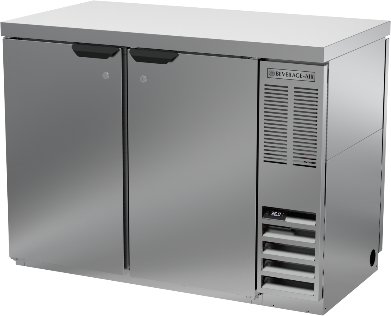 BB48HC-1-F-PT-S-27 | 48" Solid Doors Food Rated Pass-thru Back Bar in Stainless Steel with SS Top