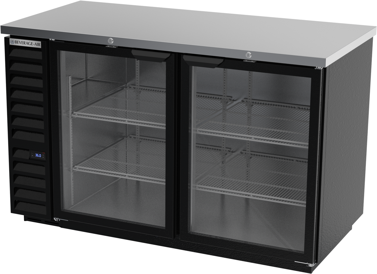 BB58HC-1-FG-B | 58" Glass Doors Food Rated Back Bar in Black