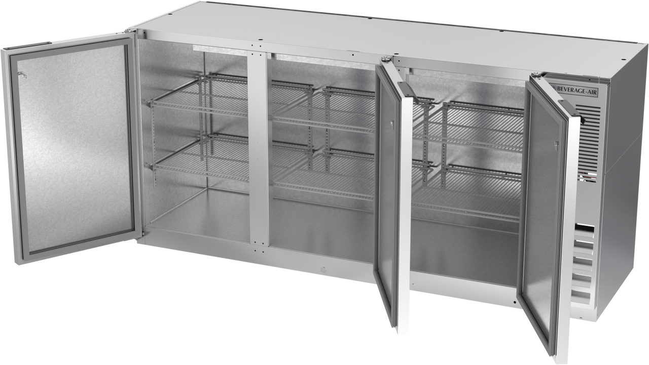 BB72HC-1-F-S | 72" Solid Doors Food Rated Back Bar in Stainless Steel