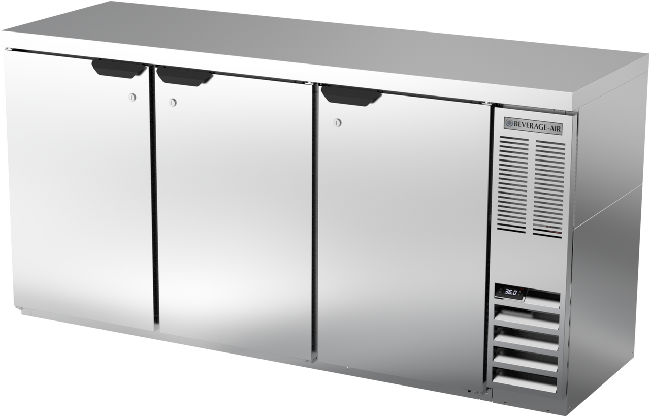 BB72HC-1-F-S-27 | 72" Solid Doors Food Rated Back Bar in Stainless Steel with SS Top