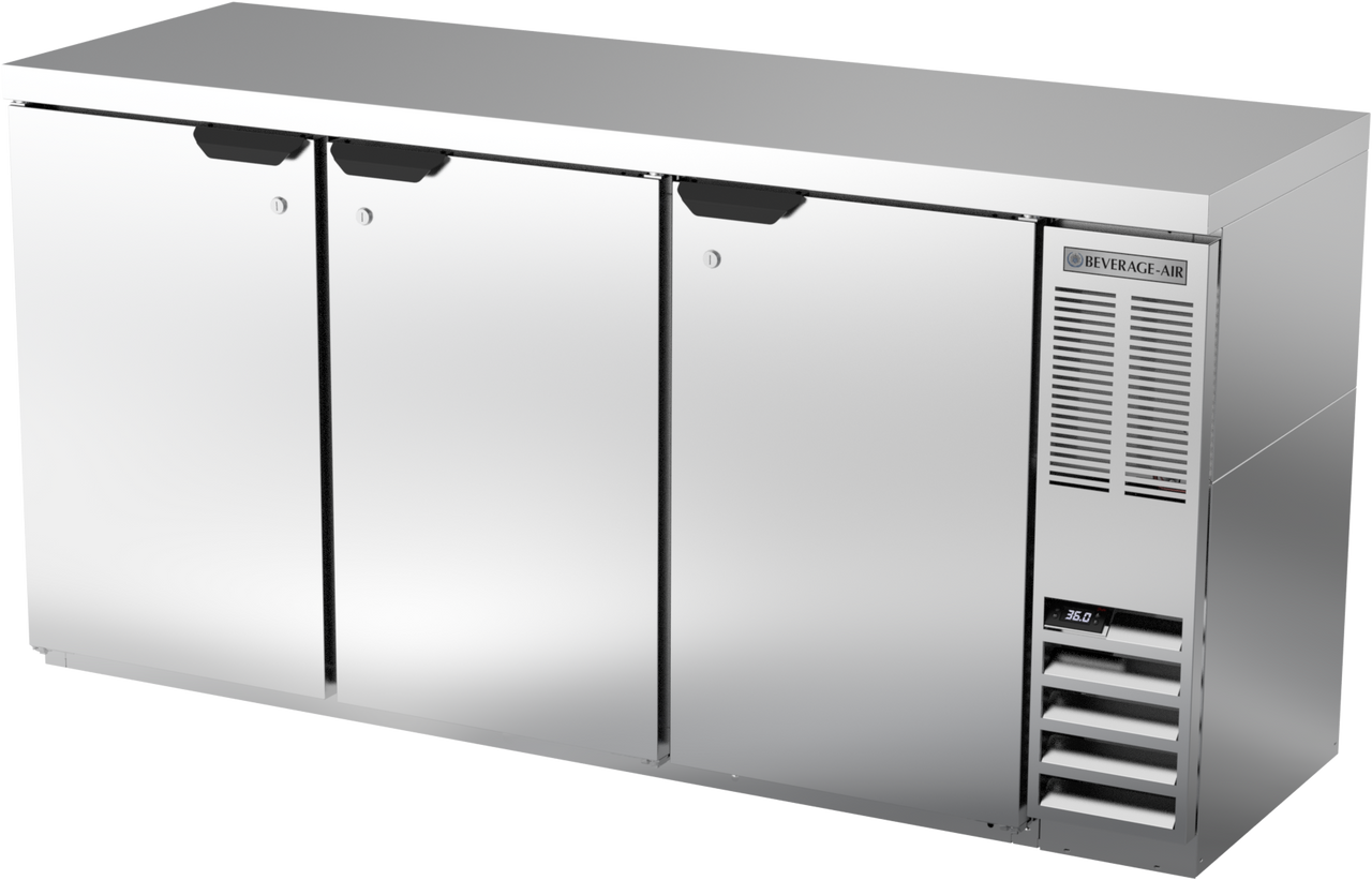 BB72HC-1-S-27 | 72" Solid Doors Back Bar in Stainless Steel with SS Top