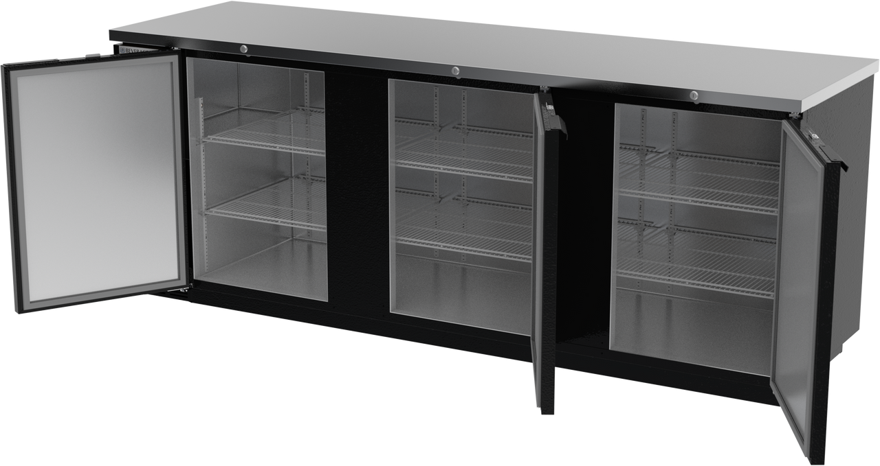 BB94HC-1-F-B | 94" Solid Doors Food Rated Back Bar in Black