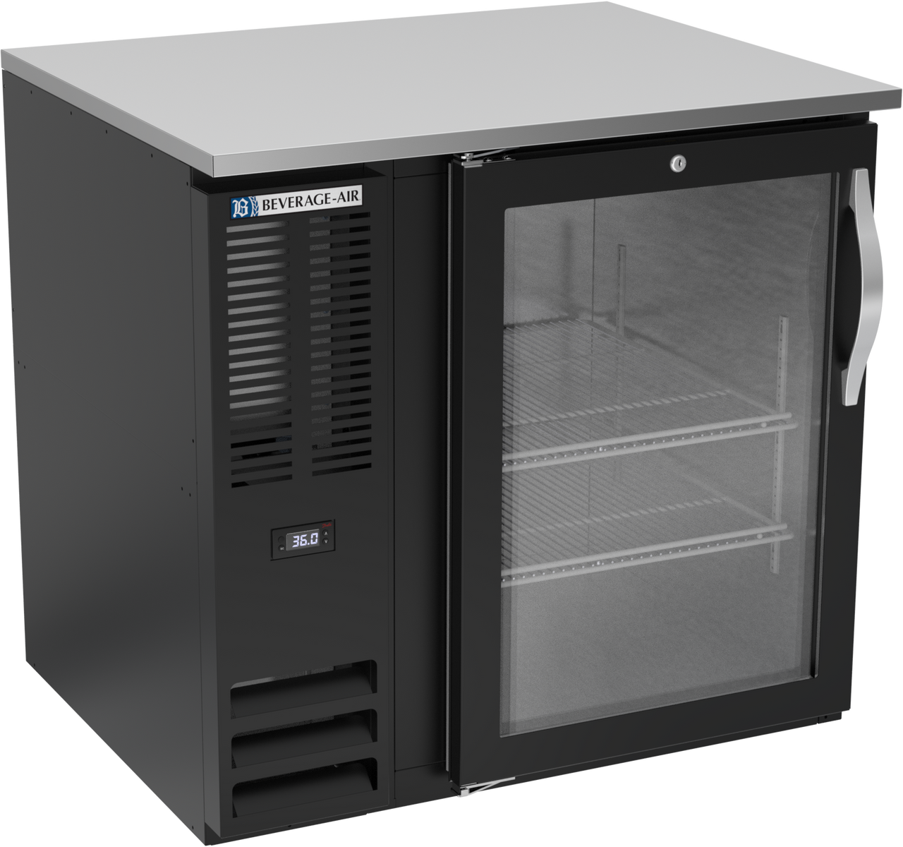 BB36HC-FG-B | 36" Glass Door Food Rated Back Bar in Black