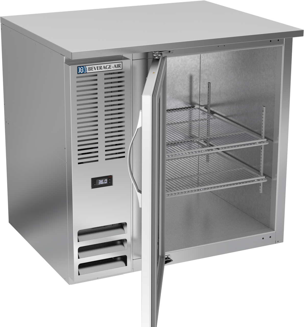 BB36HC-FG-S | 36" Glass Door Food Rated Back Bar in Stainless Steel