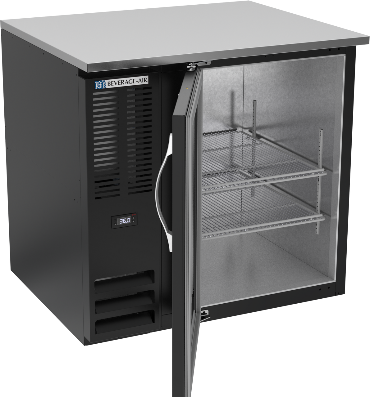 BB36HC-G-B | 36" Glass Door Back Bar in Black
