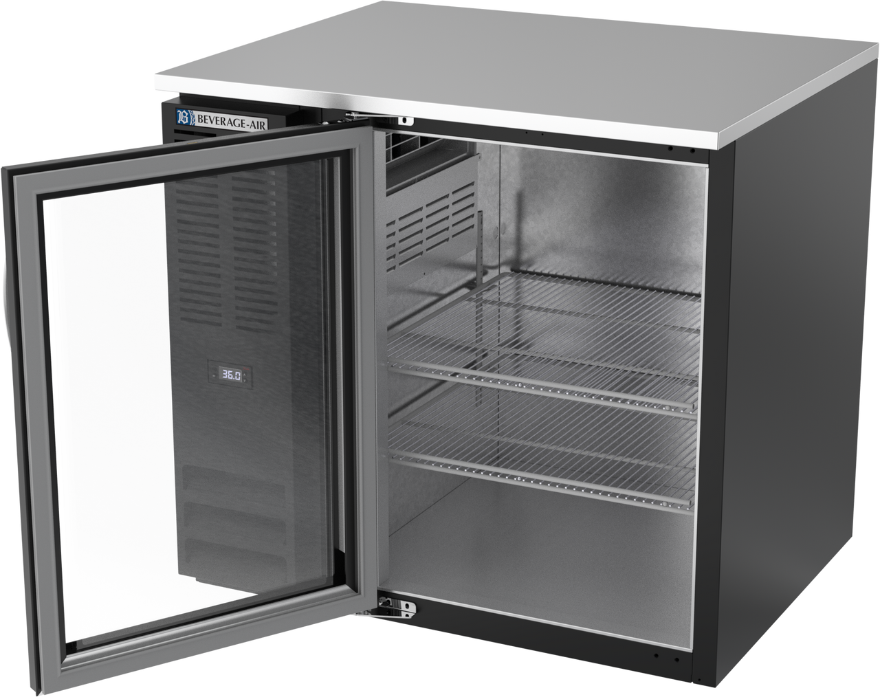 BB36HC-G-B | 36" Glass Door Back Bar in Black