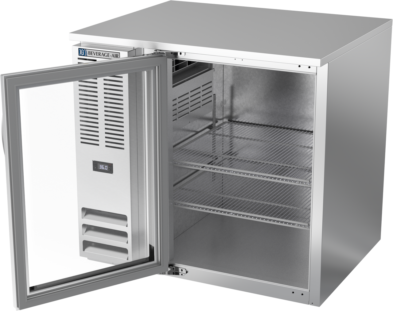 BB36HC-G-S | 36" Glass Door Back Bar in Stainless Steel