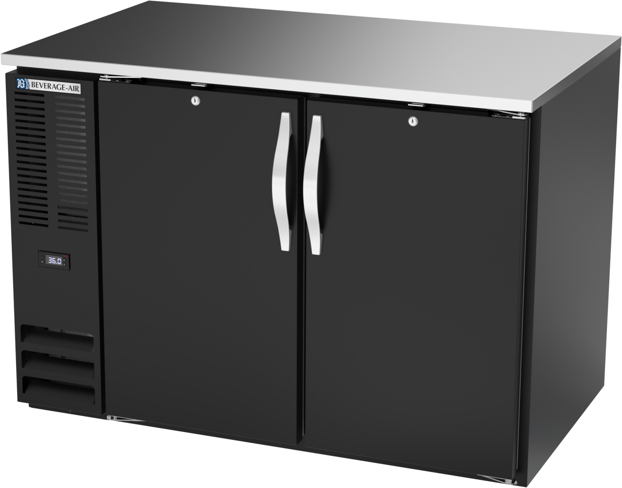 BB48HC-B | 48" Solid Doors Back Bar in Black