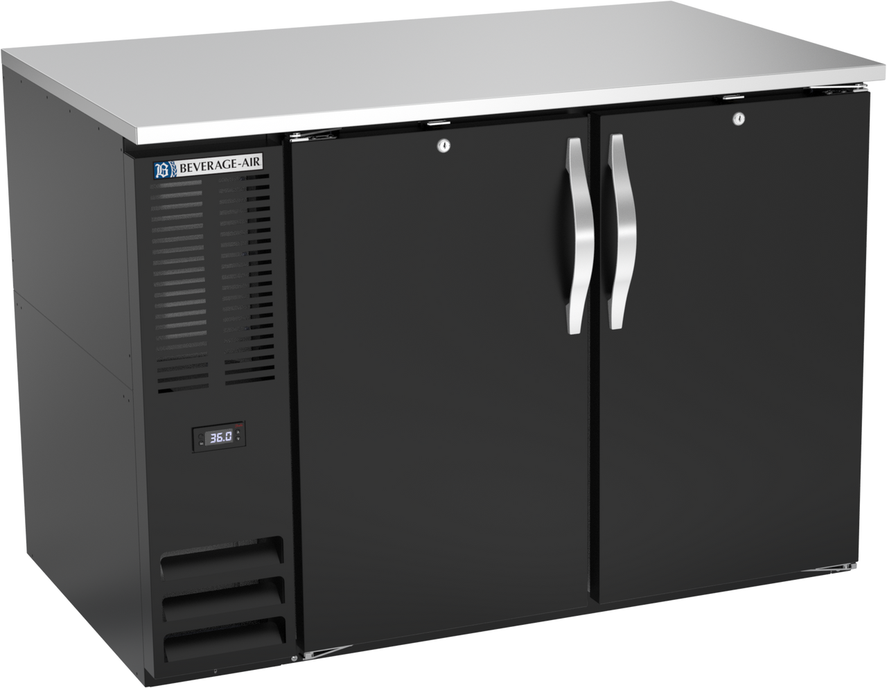 BB48HC-F-B | 48" Solid Doors Food Rated Back Bar in Black