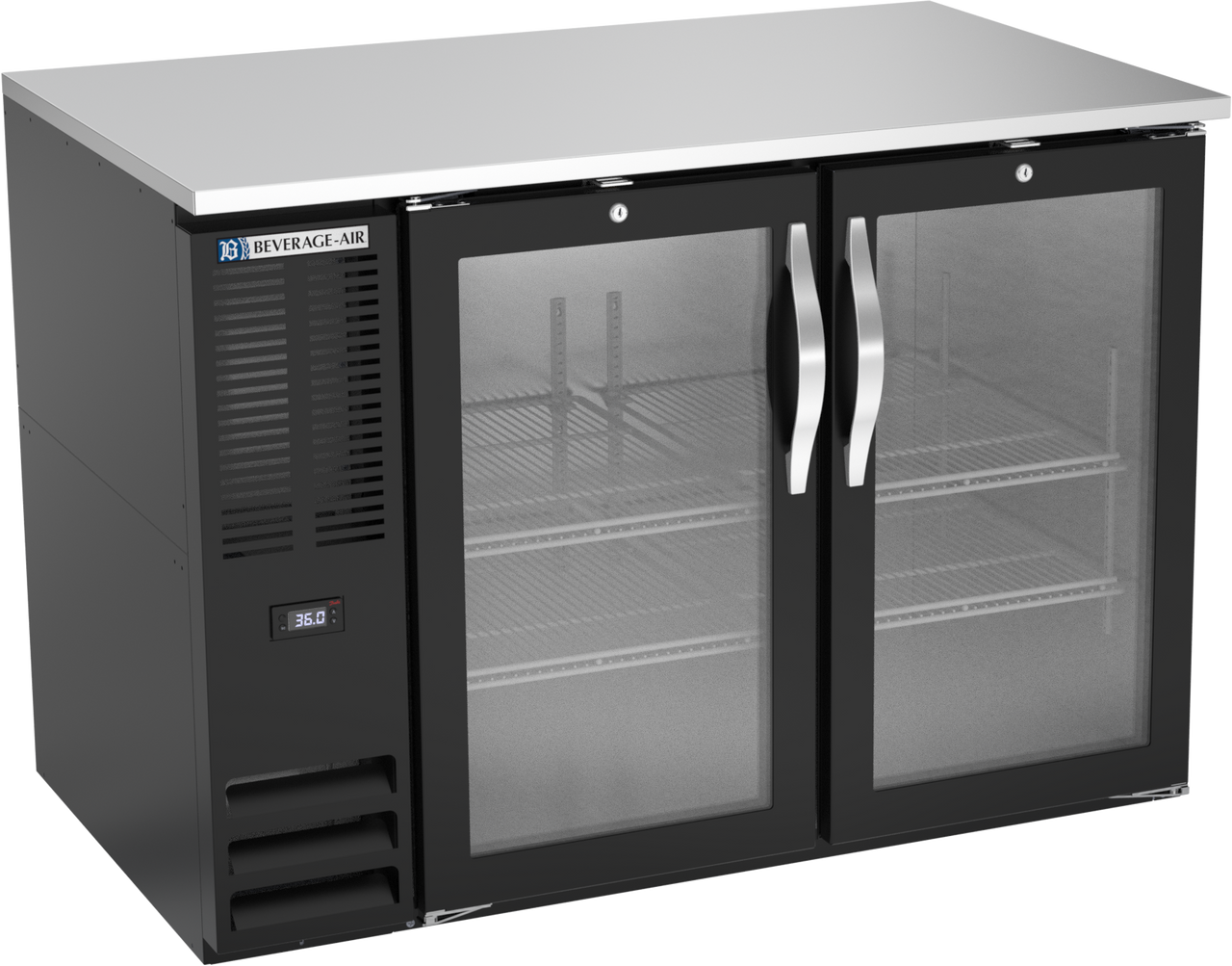 BB48HC-FG-B | 48" Glass Doors Food Rated Back Bar in Black BB48HC-FG-B | 48" Glass Doors Food Rated Back Bar in Black