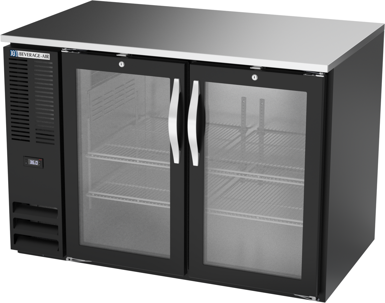 BB48HC-FG-B | 48" Glass Doors Food Rated Back Bar in Black BB48HC-FG-B | 48" Glass Doors Food Rated Back Bar in Black