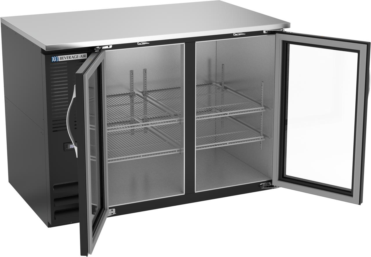BB48HC-FG-B | 48" Glass Doors Food Rated Back Bar in Black