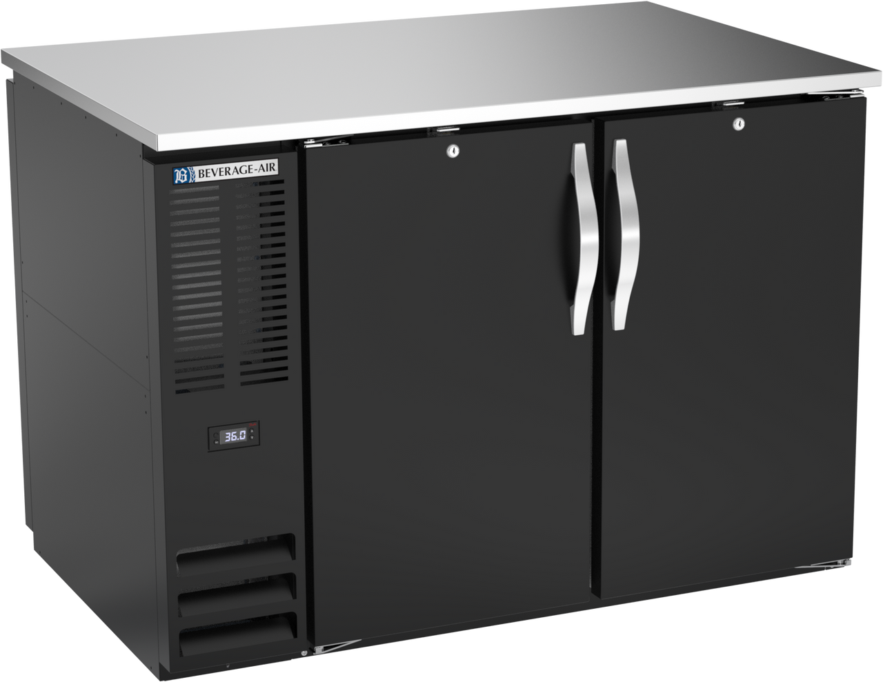 BB48HC-F-PT-B | 48" Solid Doors Food Rated Pass-thru Back Bar in Black BB48HC-F-PT-B | 48" Solid Doors Food Rated Pass-thru Back Bar in Black