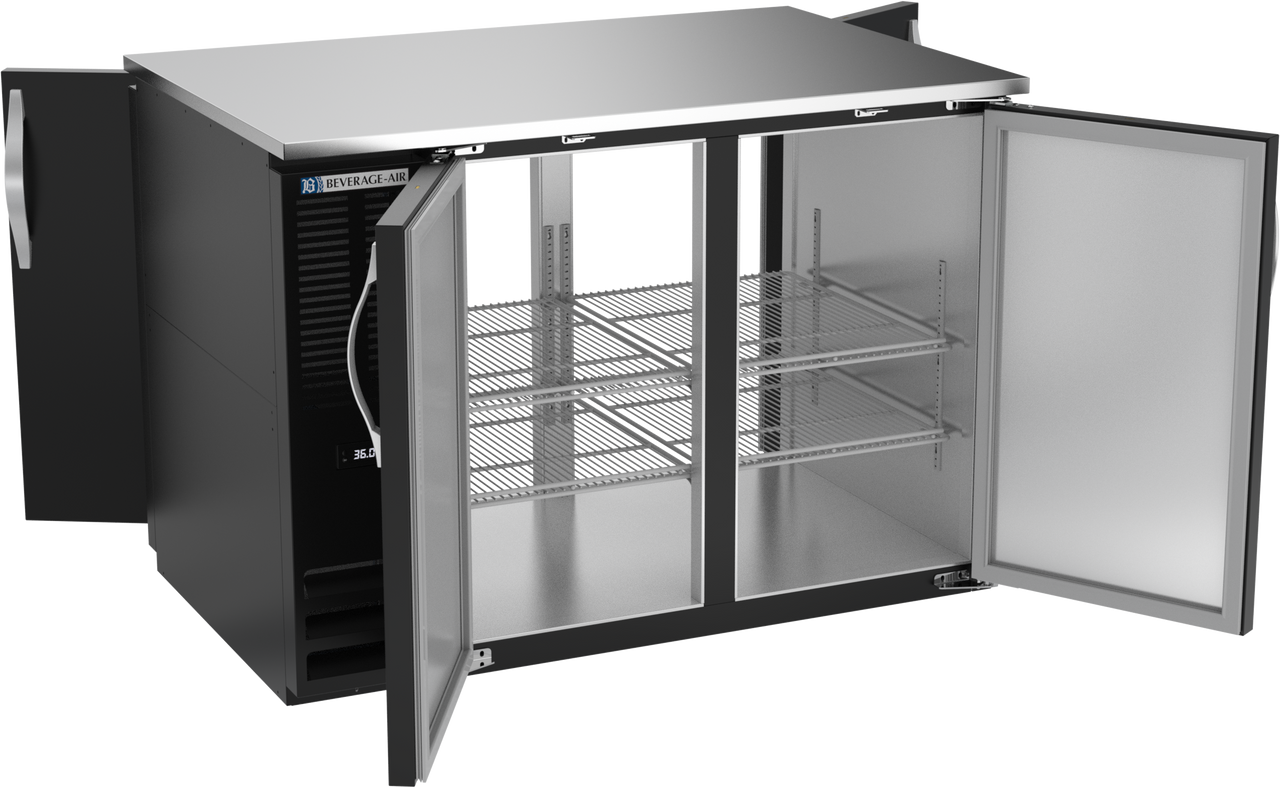 BB48HC-F-PT-B | 48" Solid Doors Food Rated Pass-thru Back Bar in Black