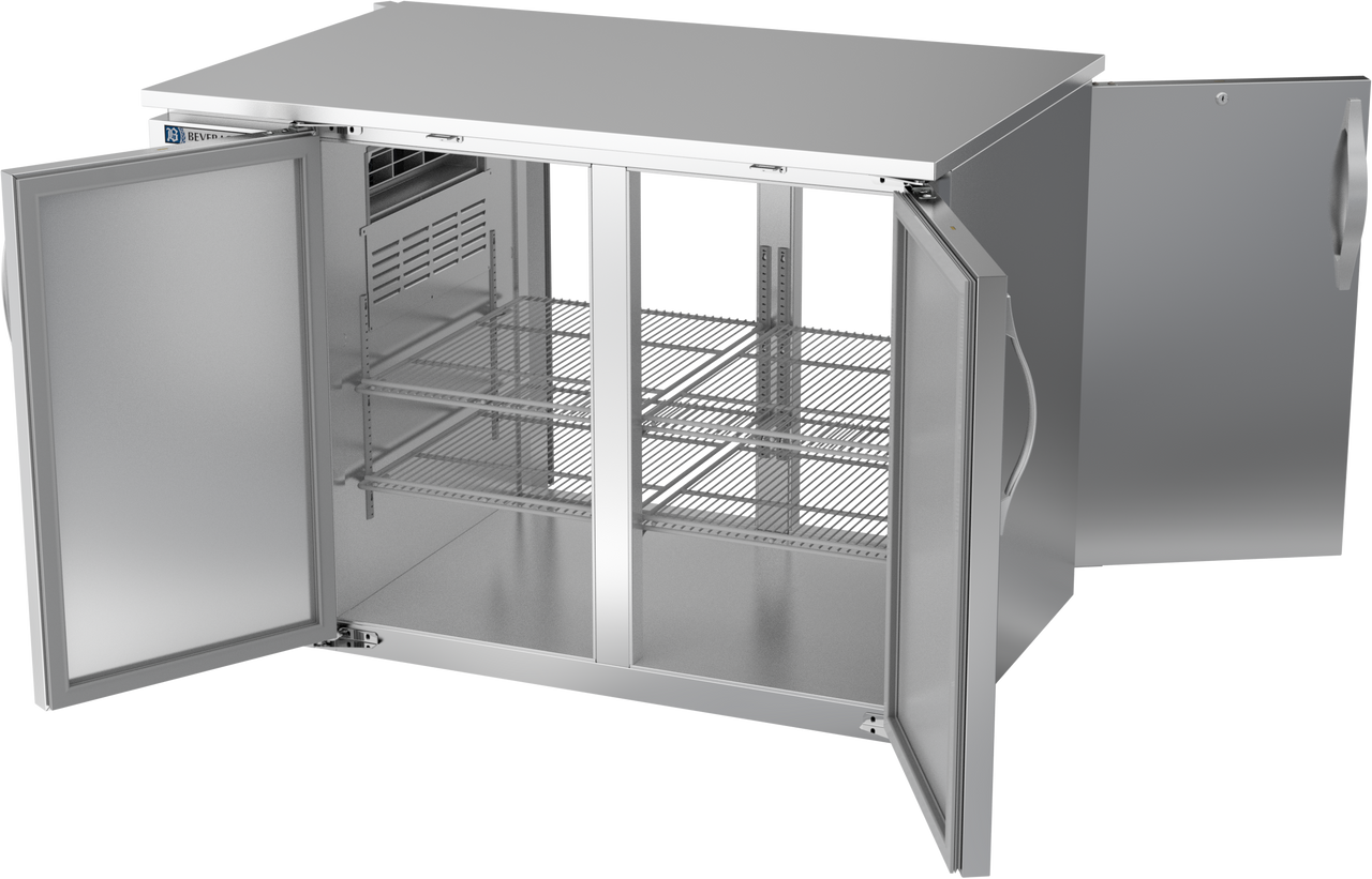 BB48HC-F-PT-S | 48" Solid Doors Food Rated Pass-thru Back Bar in Stainless Steel BB48HC-F-PT-S | 48" Solid Doors Food Rated Pass-thru Back Bar in Stainless Steel