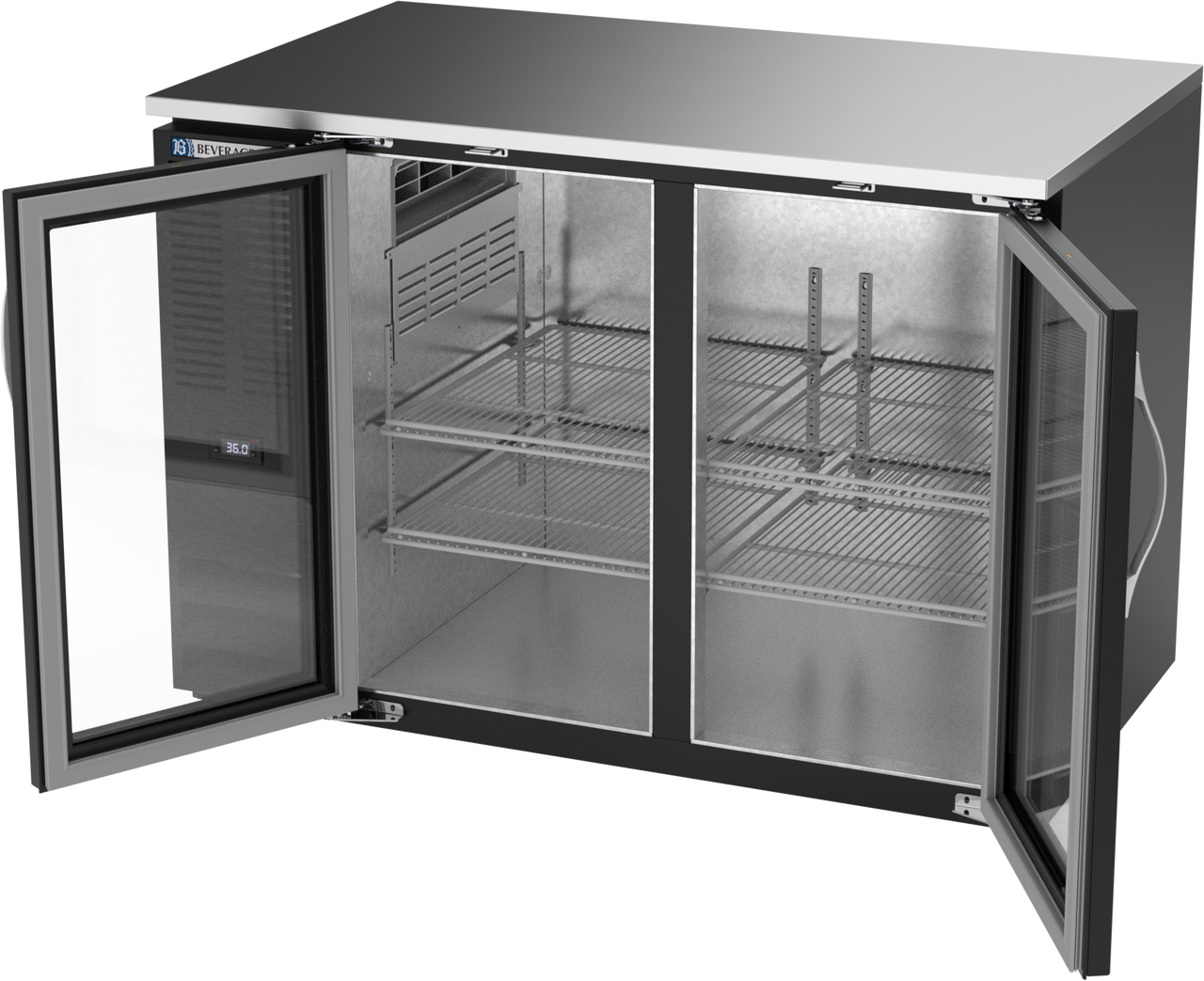 BB48HC-G-B | 48" Glass Doors Back Bar in Black BB48HC-G-B | 48" Glass Doors Back Bar in Black