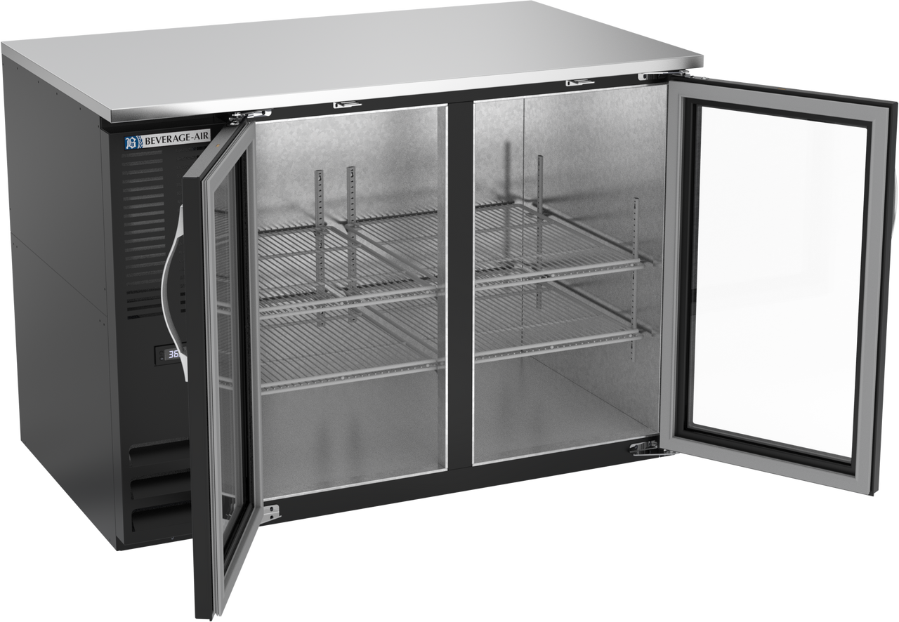 BB48HC-G-B | 48" Glass Doors Back Bar in Black