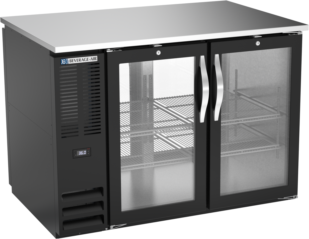 BB48HC-G-PT-B | 48" Glass Doors Pass-thru Back Bar in Black