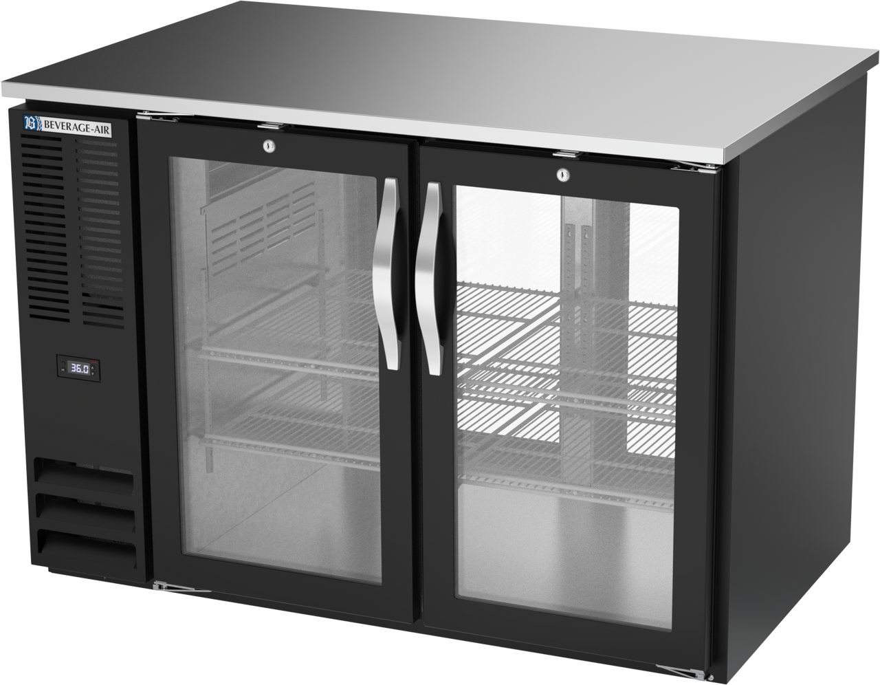 BB48HC-G-PT-B | 48" Glass Doors Pass-thru Back Bar in Black