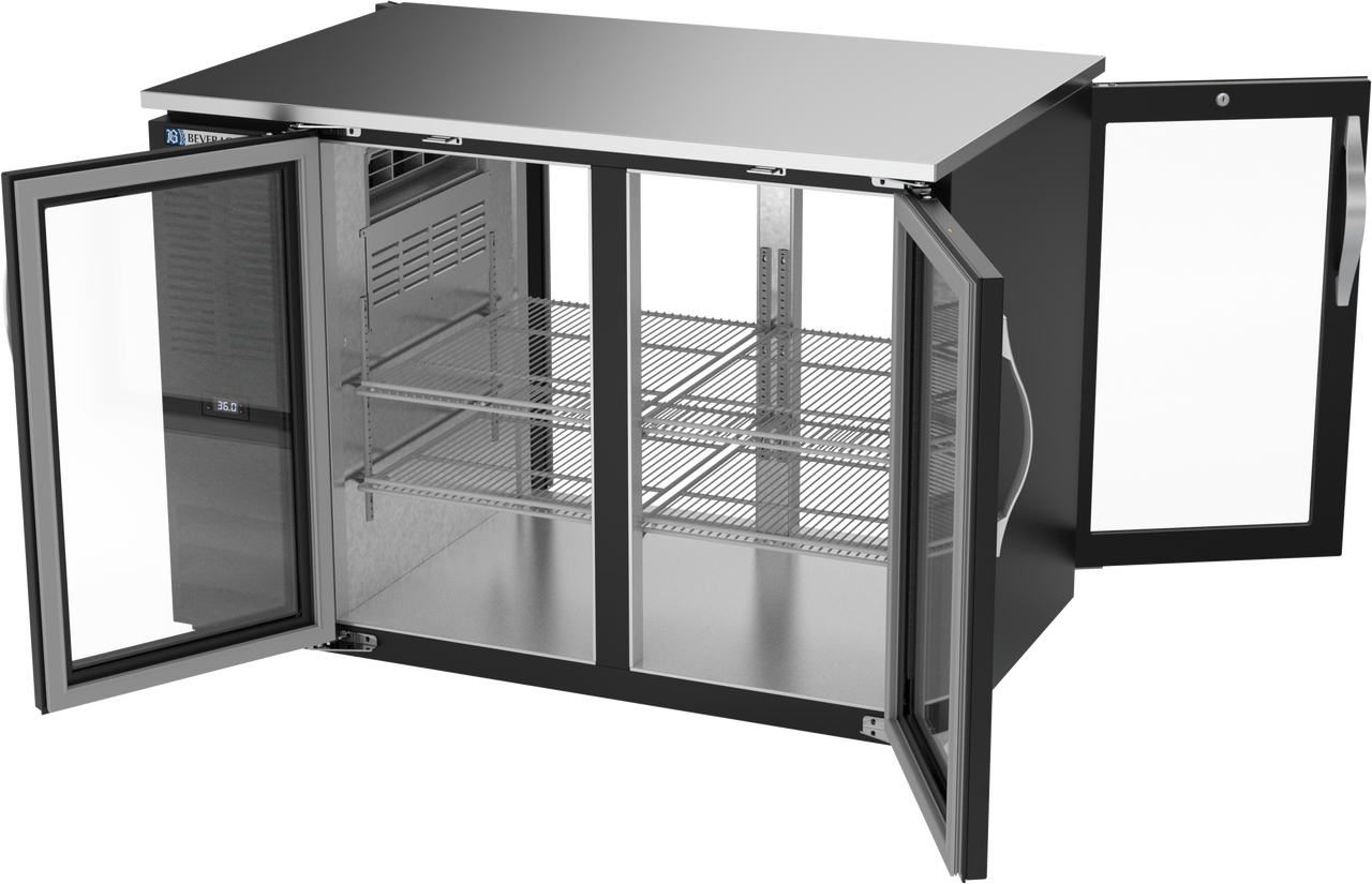 BB48HC-G-PT-B | 48" Glass Doors Pass-thru Back Bar in Black