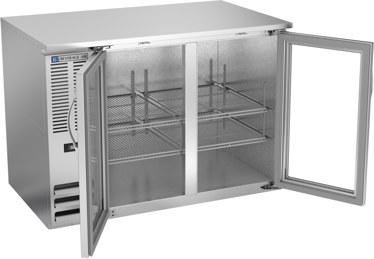 BB48HC-G-S | 48" Glass Doors Back Bar in Stainless Steel