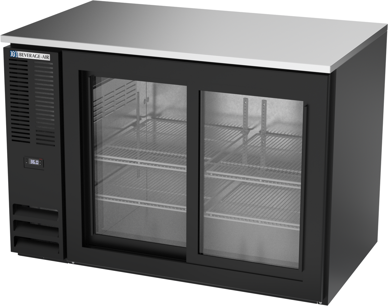 BB48HC-GS-B | 48" Sliding Glass Doors Back Bar in Black BB48HC-GS-B | 48" Sliding Glass Doors Back Bar in Black