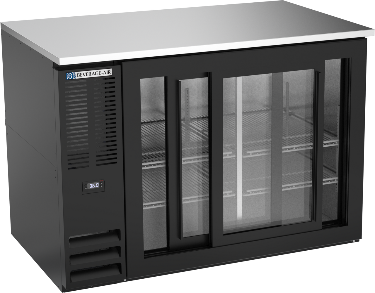 BB48HC-GS-B | 48" Sliding Glass Doors Back Bar in Black