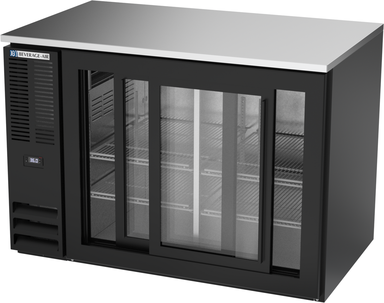 BB48HC-GS-B | 48" Sliding Glass Doors Back Bar in Black