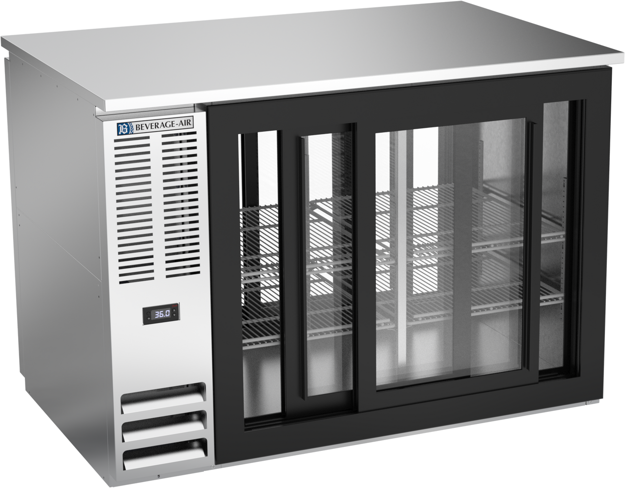 BB48HC-GS-PT-S | 48" Sliding Glass Doors Pass-thru Back Bar in Stainless Steel BB48HC-GS-PT-S | 48" Sliding Glass Doors Pass-thru Back Bar in Stainless Steel