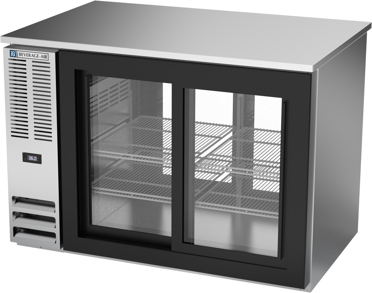 BB48HC-GS-PT-S | 48" Sliding Glass Doors Pass-thru Back Bar in Stainless Steel BB48HC-GS-PT-S | 48" Sliding Glass Doors Pass-thru Back Bar in Stainless Steel