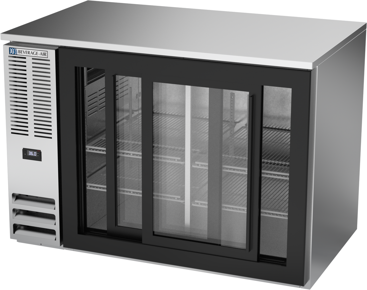 BB48HC-GS-S | 48" Sliding Glass Doors Back Bar in Stainless Steel