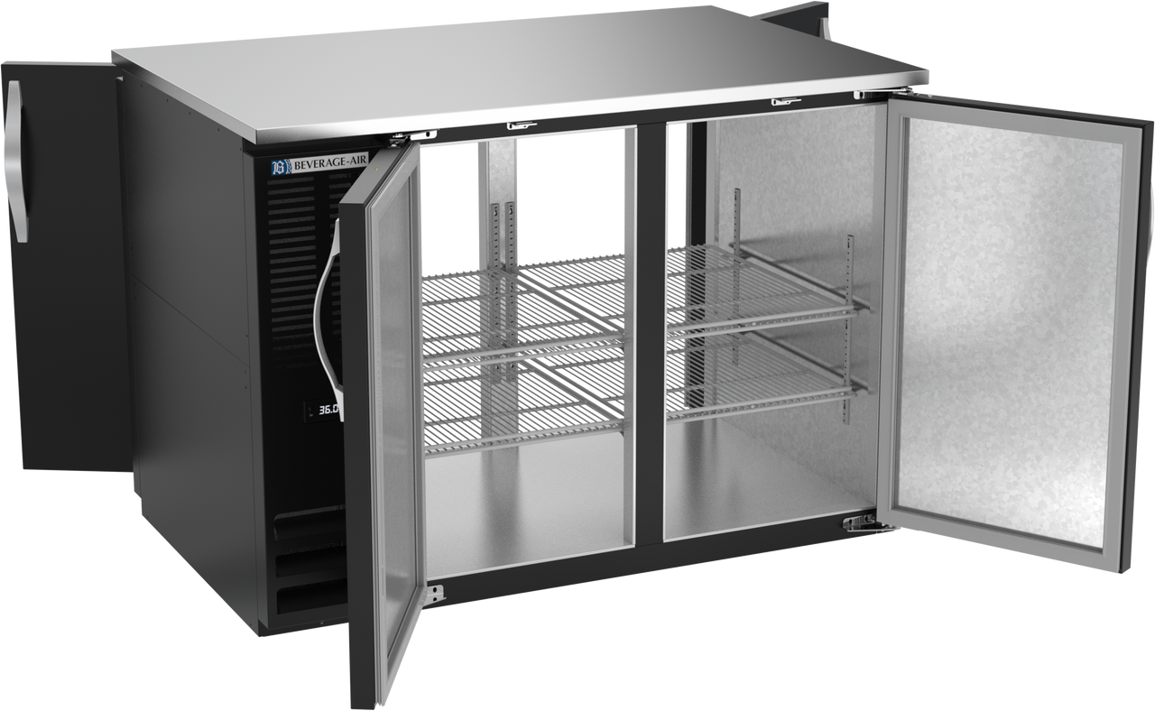 BB48HC-PT-B | 48" Solid Doors Pass-thru Back Bar in Black