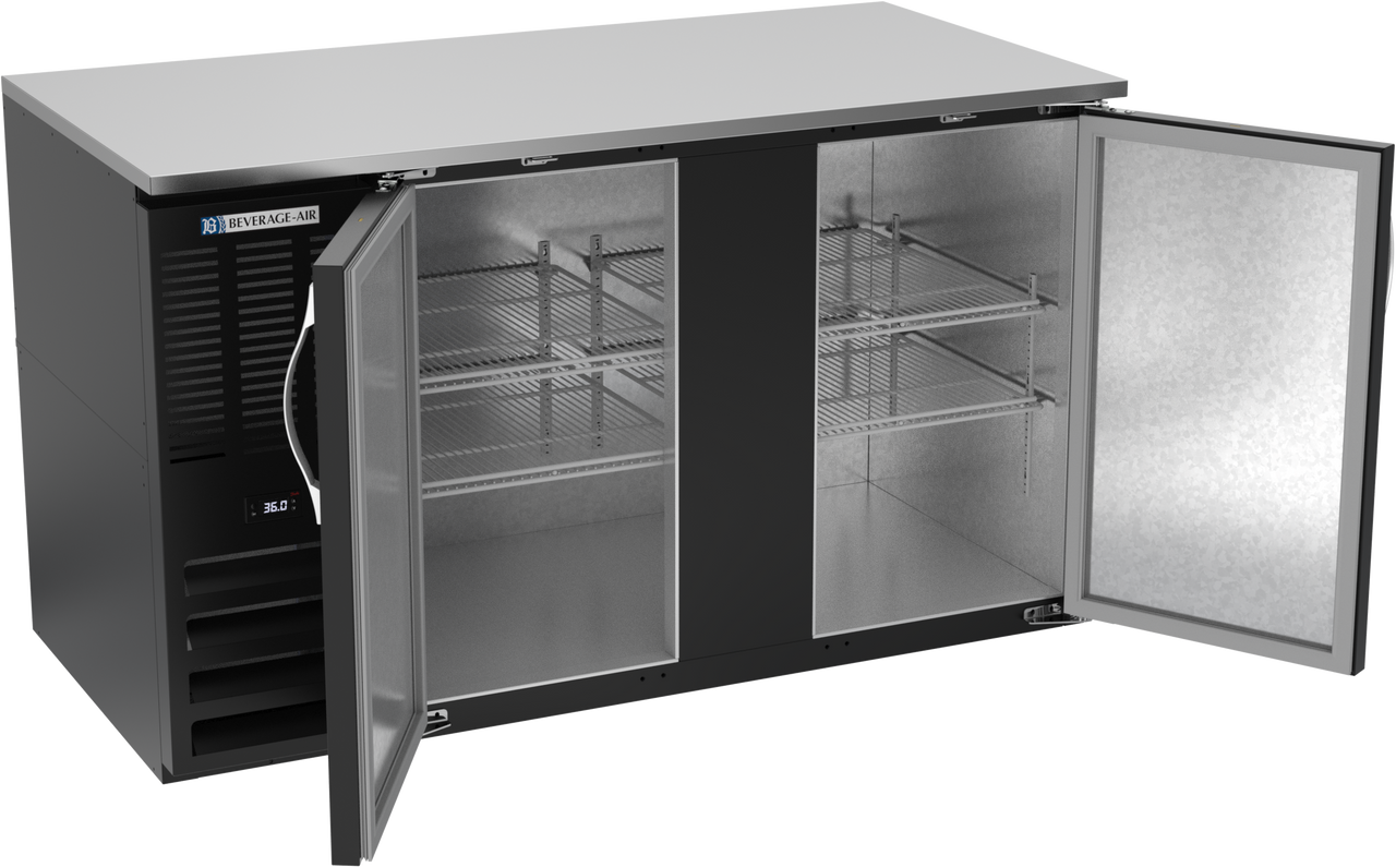 BB58HC-B | 58" Solid Doors Back Bar in Black