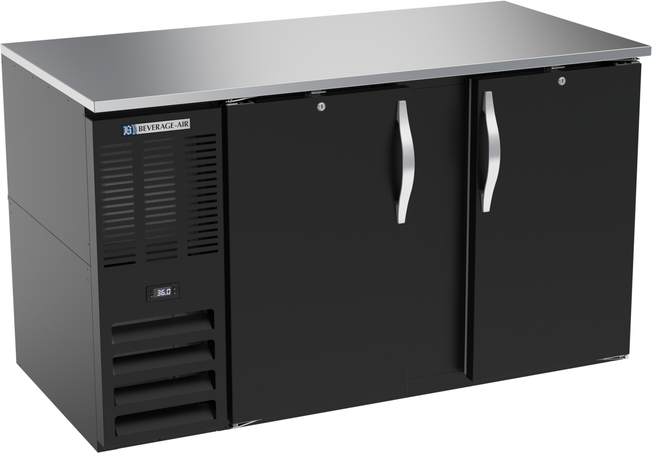 BB58HC-F-B | 58" Solid Doors Food Rated Back Bar in Black BB58HC-F-B | 58" Solid Doors Food Rated Back Bar in Black