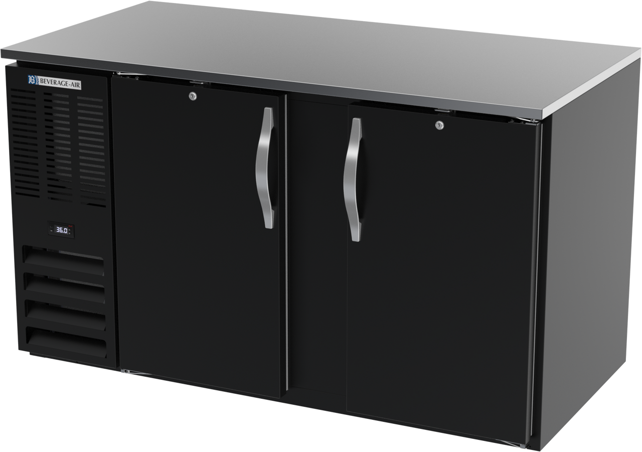 BB58HC-F-B | 58" Solid Doors Food Rated Back Bar in Black