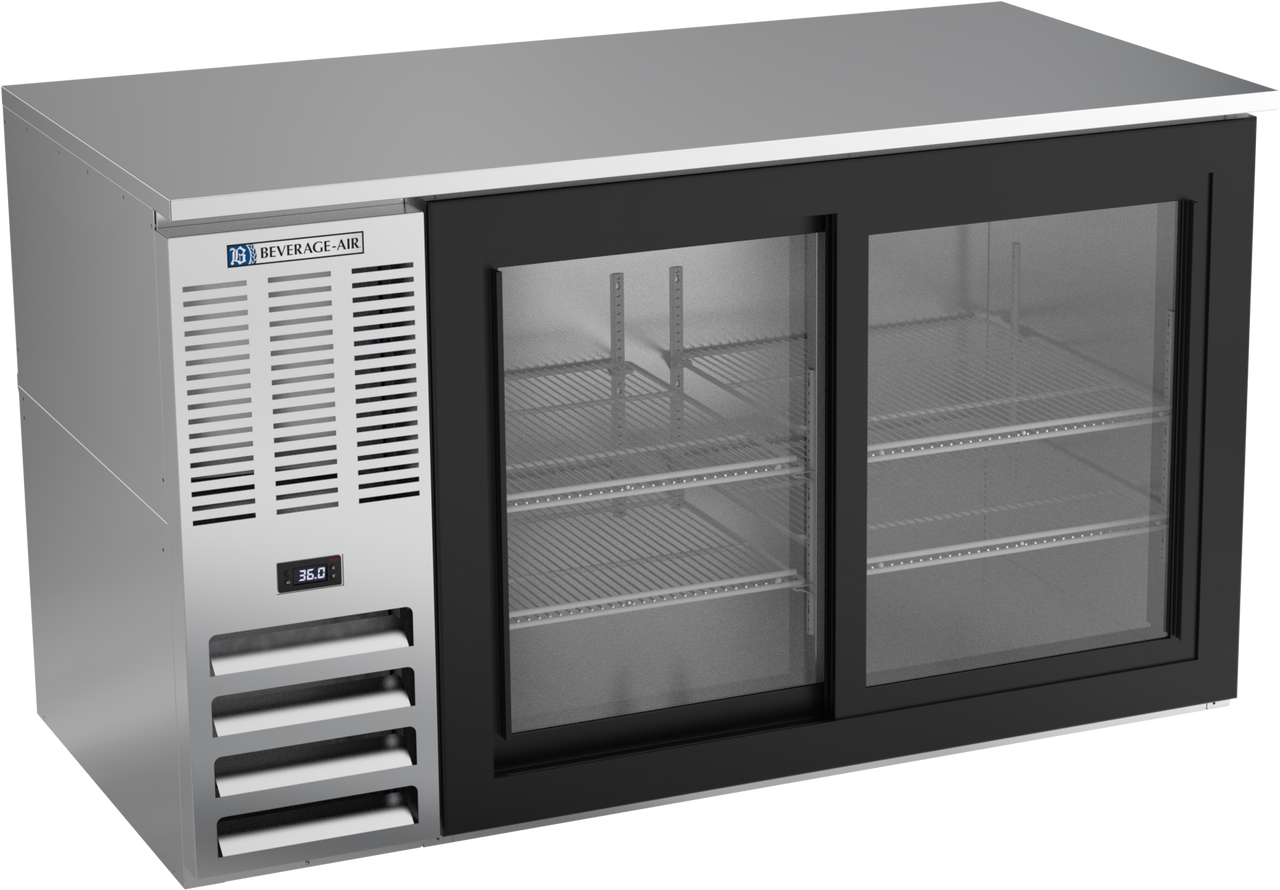 BB58HC-F-GS-S | 58" Sliding Glass Doors Food Rated Back Bar in Stainless Steel BB58HC-F-GS-S | 58" Sliding Glass Doors Food Rated Back Bar in Stainless Steel