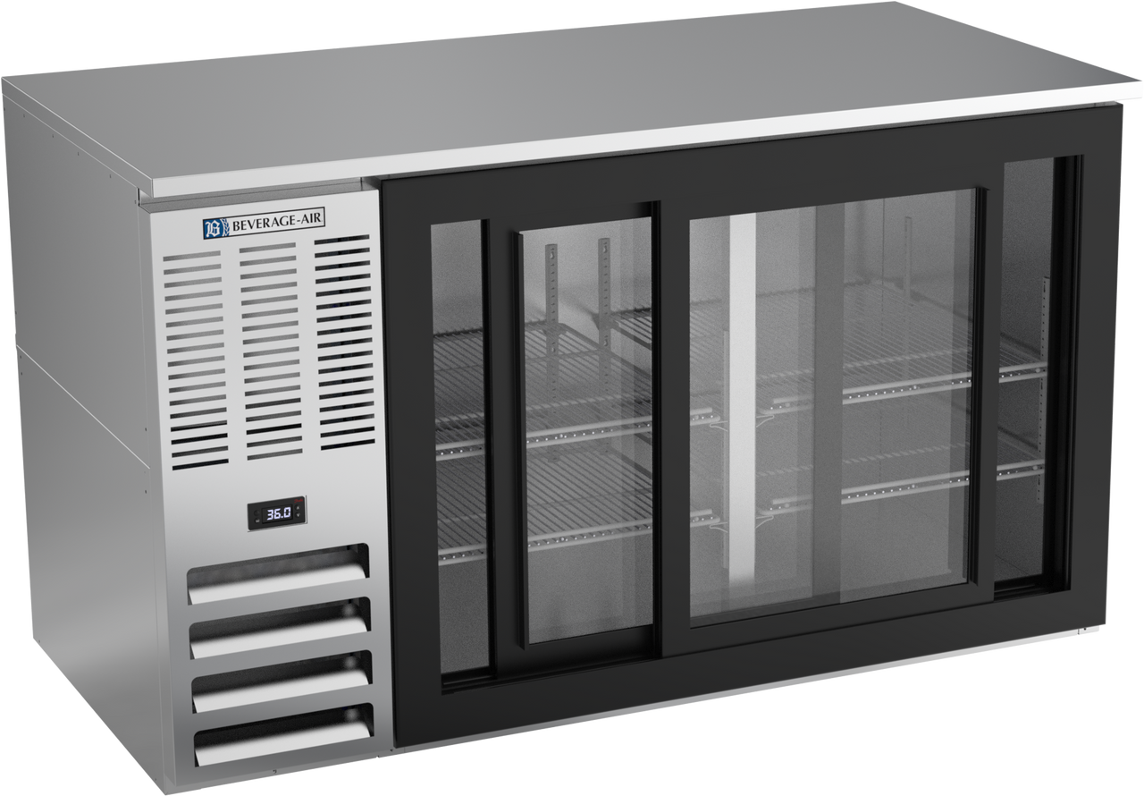 BB58HC-F-GS-S | 58" Sliding Glass Doors Food Rated Back Bar in Stainless Steel BB58HC-F-GS-S | 58" Sliding Glass Doors Food Rated Back Bar in Stainless Steel