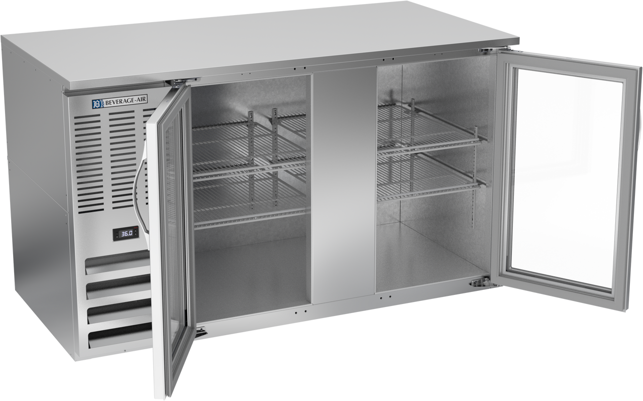 BB58HC-G-S | 58" Glass Doors Back Bar in Stainless Steel