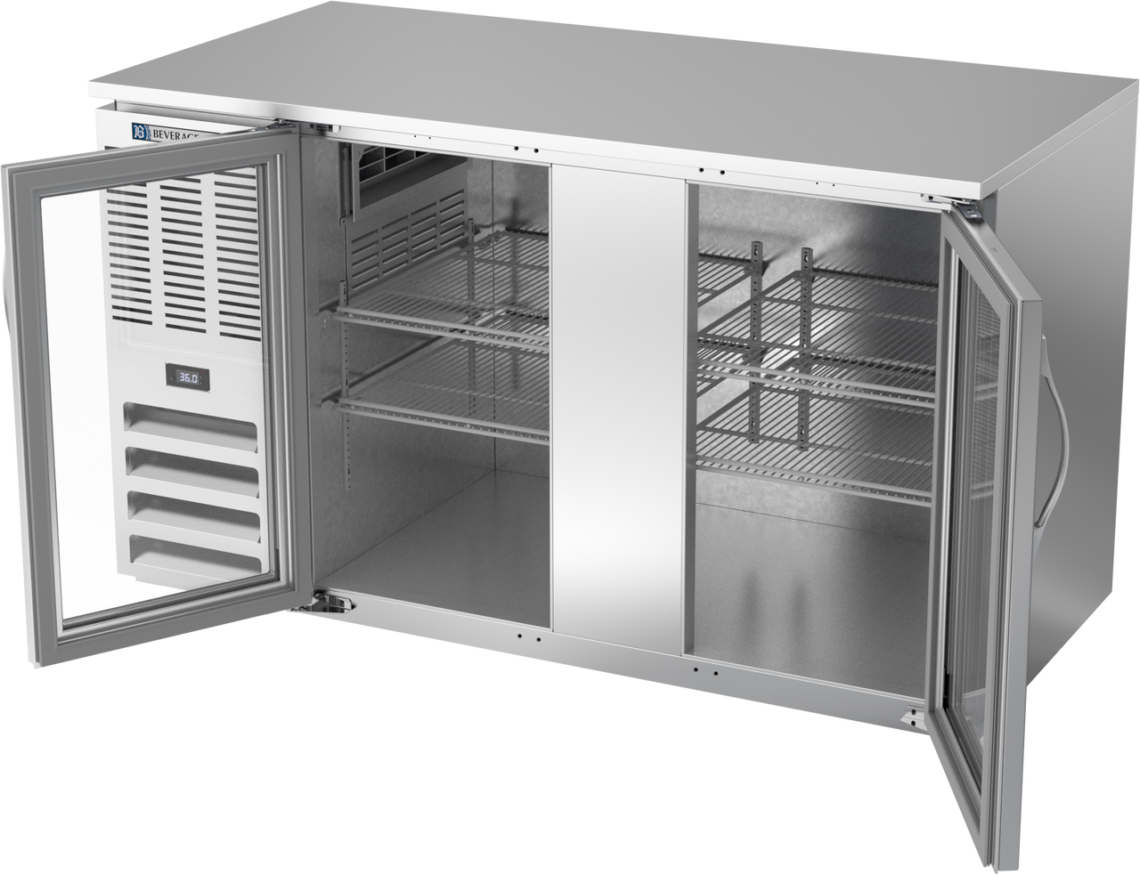 BB58HC-G-S | 58" Glass Doors Back Bar in Stainless Steel